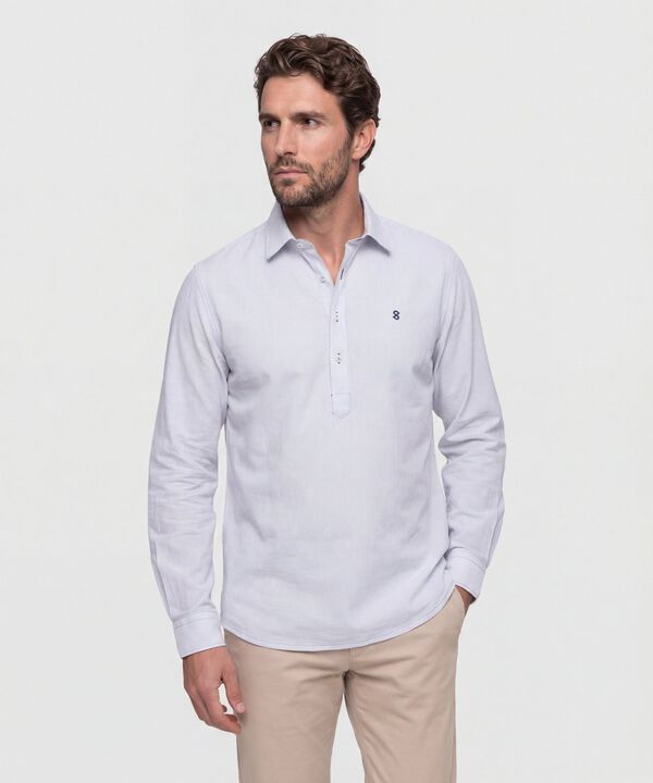 Camisa De Rayas Con Pechera Para Hombre image number null