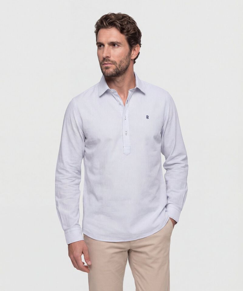 Camisa De Rayas Con Pechera Para Hombre