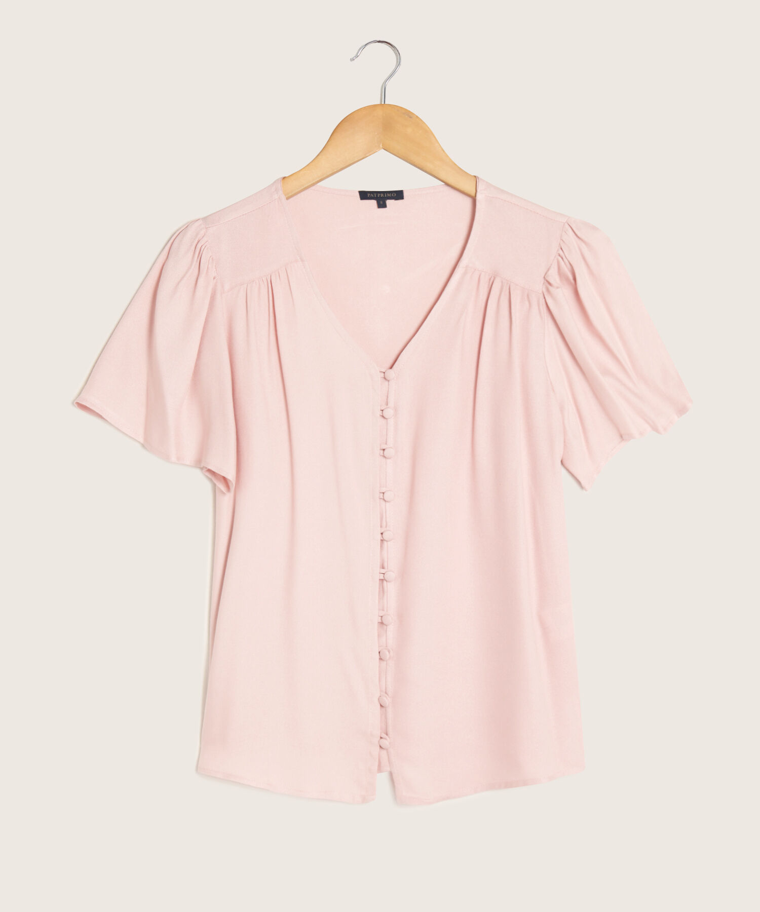 Blusa Manga Corta Con Botones Forrados