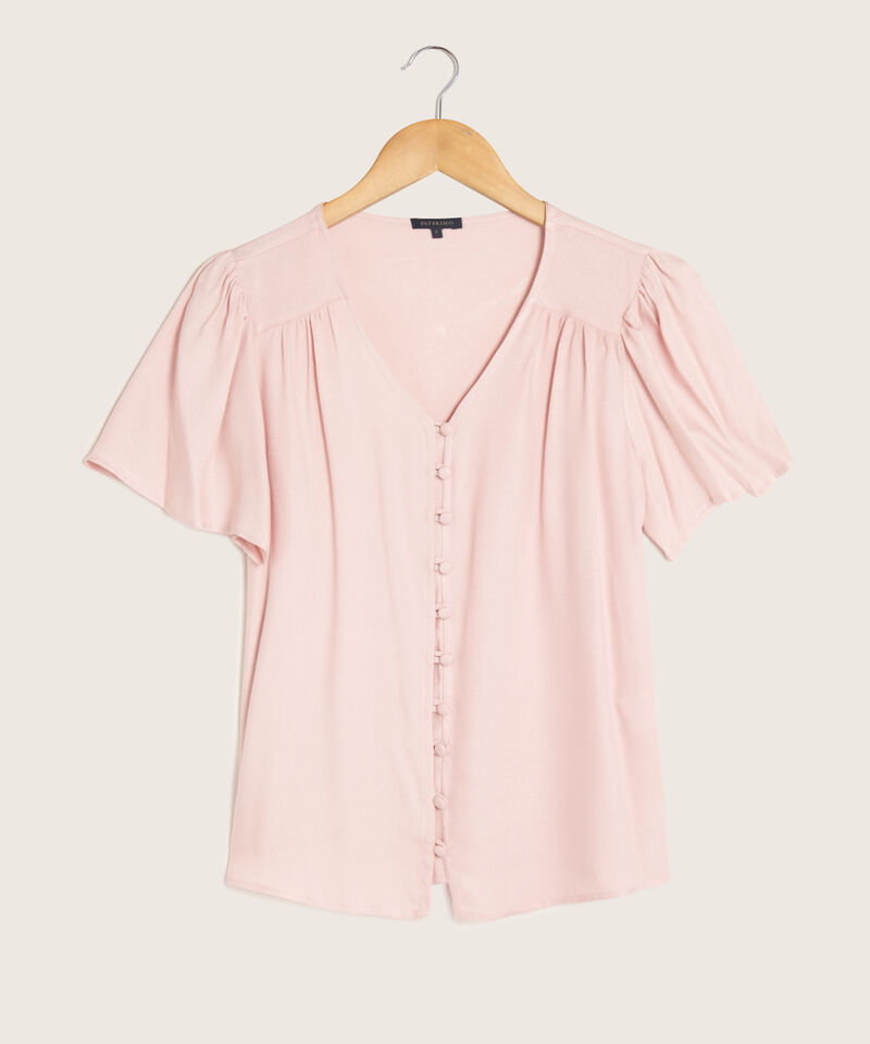 Blusa Manga Corta Con Botones Forrados