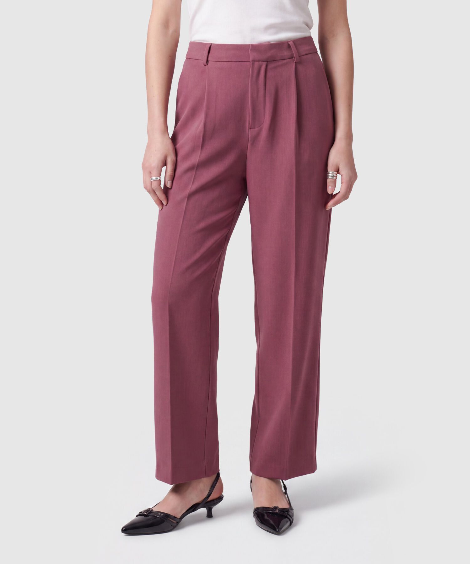 Pantal&oacute;n Unicolor De Pierna Recta Para Mujer