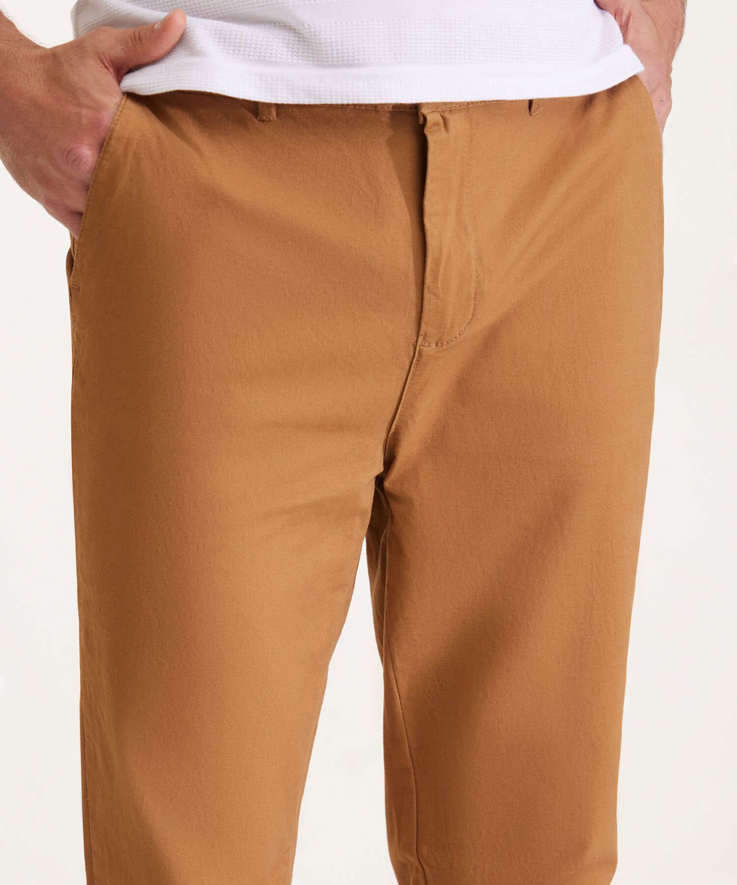 Pantalon Unicolor Chino Con El&aacute;stico En Pretina
