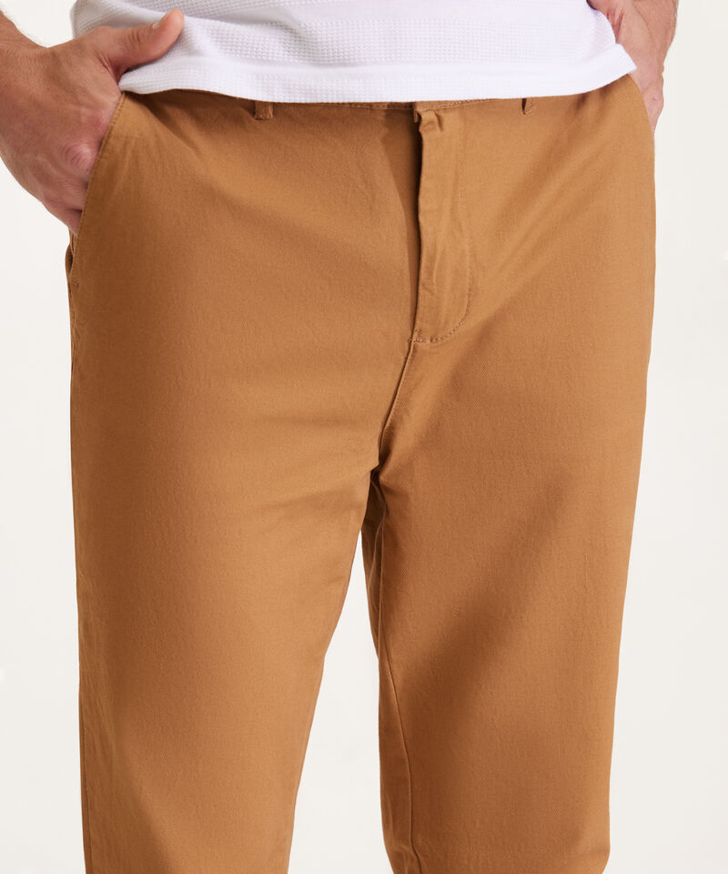 Pantalon Unicolor Chino Con El&aacute;stico En Pretina