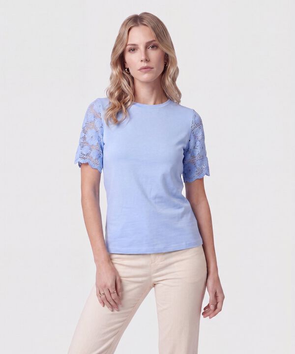 Camiseta Con Mangas De Encaje Para Mujer image number null