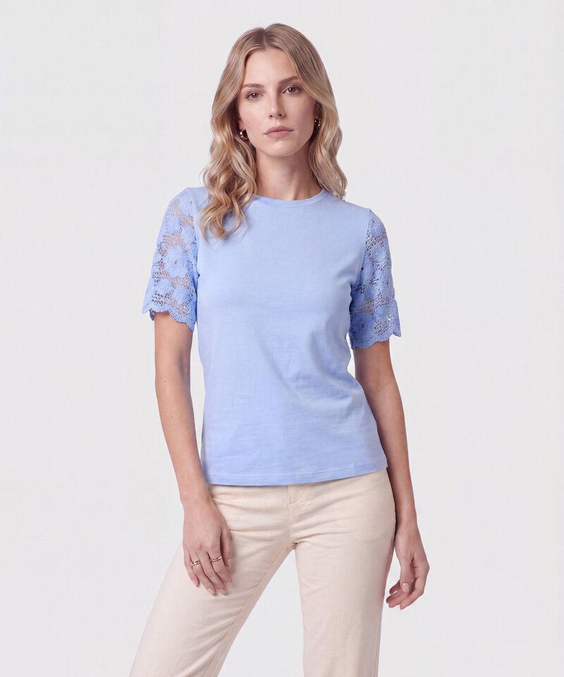 Camiseta Con Mangas De Encaje Para Mujer