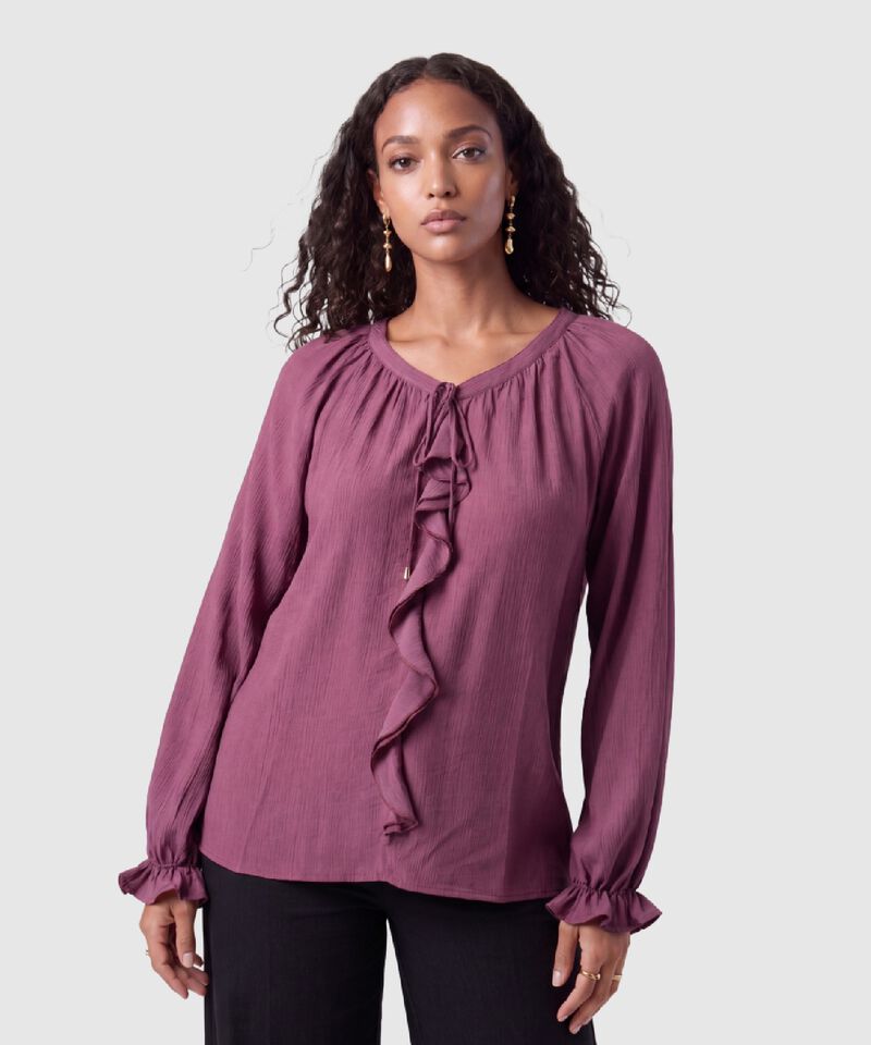 Blusa Manga Larga Con Boleros Mujer