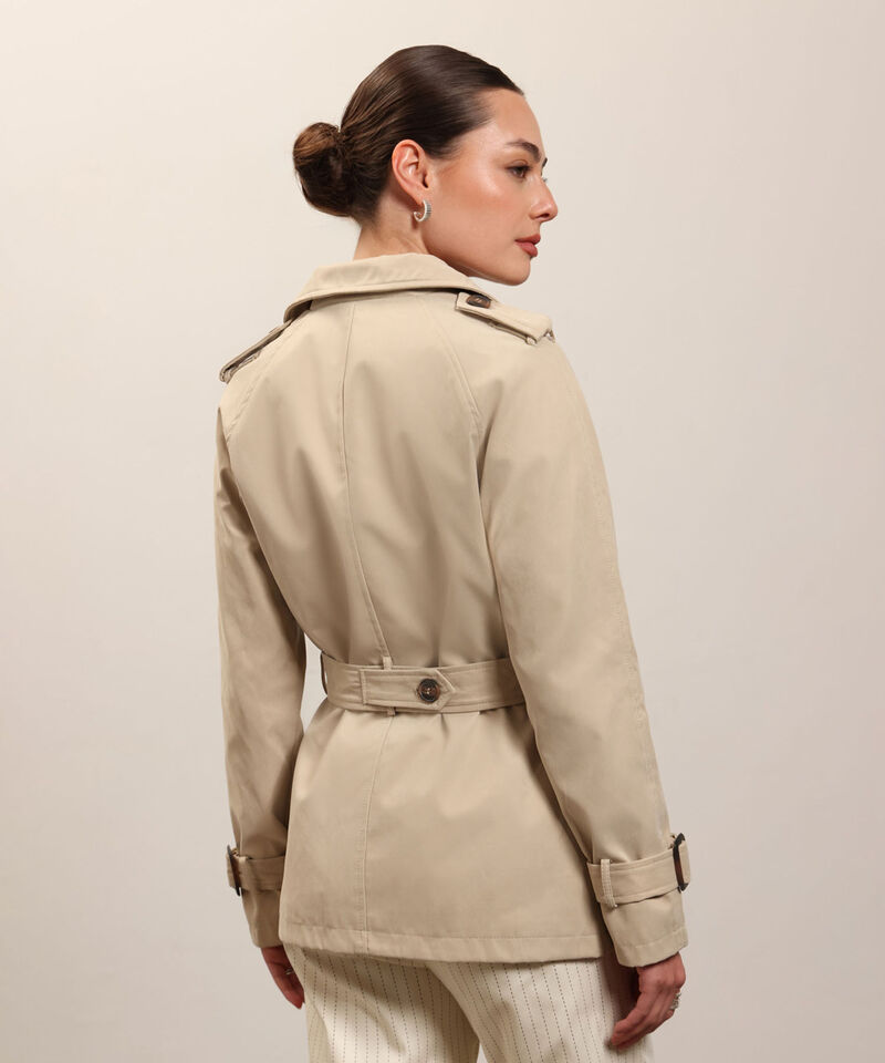 Chaqueta Trench Unicolor Con Cinturon 
