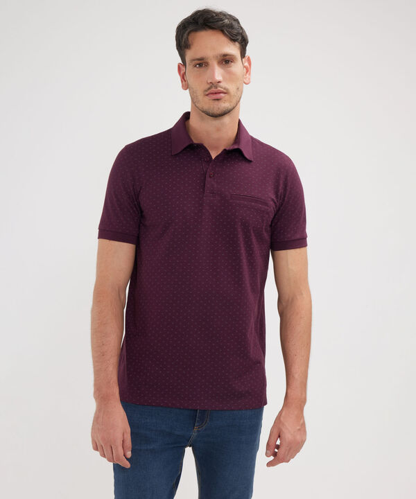 Polo Estampada Cuello Maquina Con Bolsillo Ribete