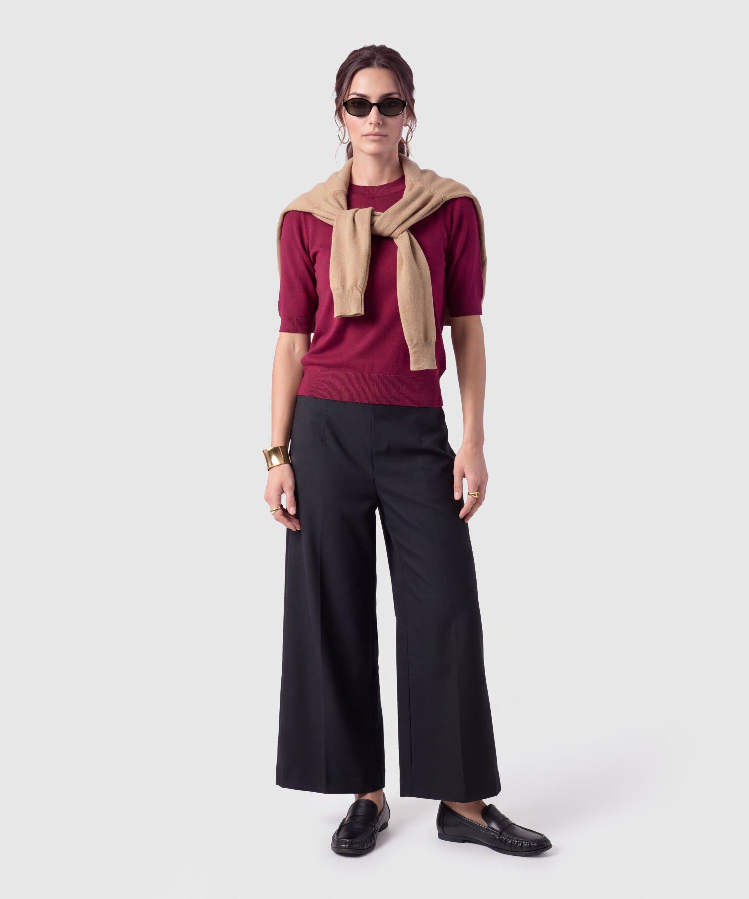 Camiseta Tejida Cuello Redondo Para Mujer