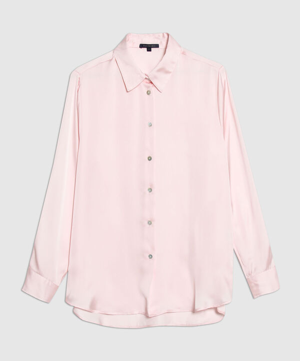 Camisa Unicolor Manga Larga En Satín