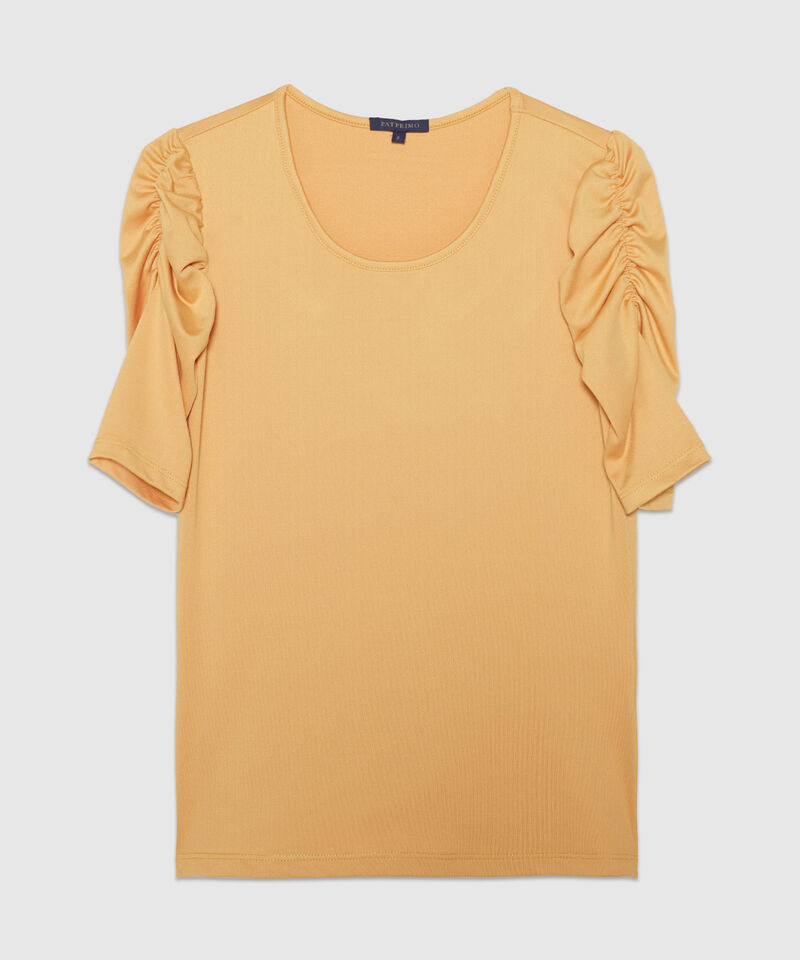Camiseta Manga Corta Unicolor Con Ruche