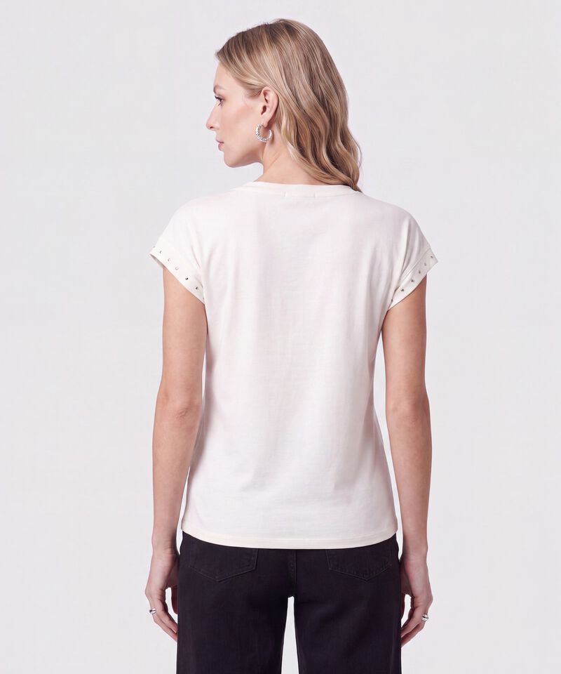 Camiseta Cuello V Apliques Mujer
