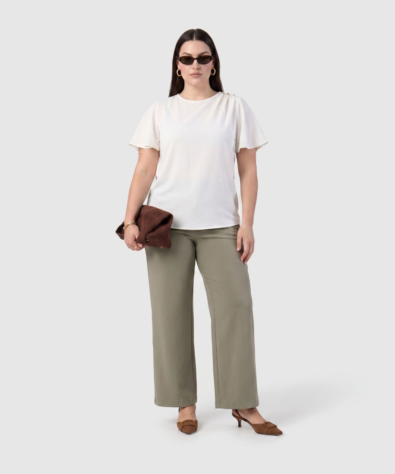 Blusa Con Botones En Hombro Para Mujer Curvy