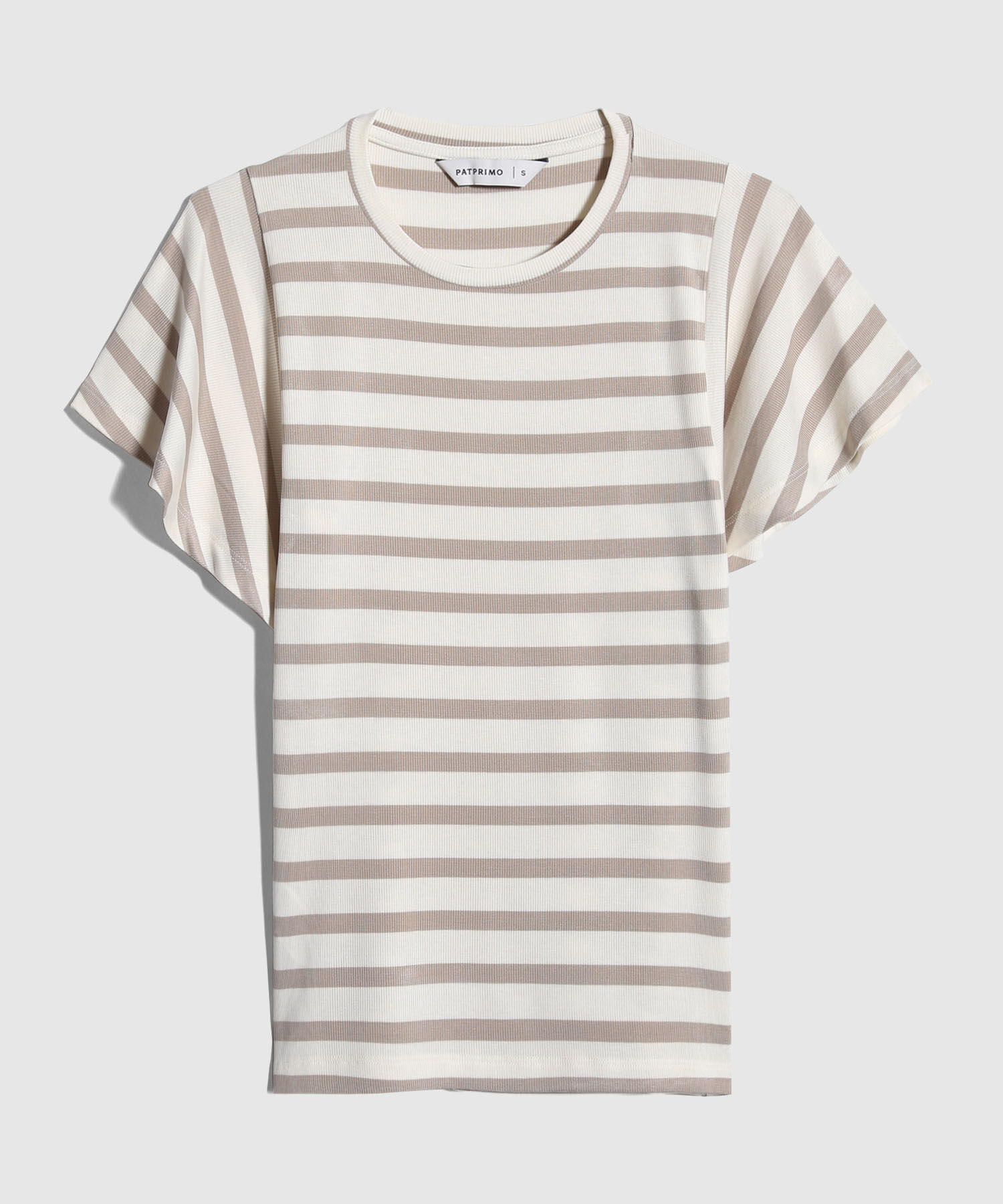 Camiseta Preteñida, Cuello Redondo Manga Corta Con Vuelo