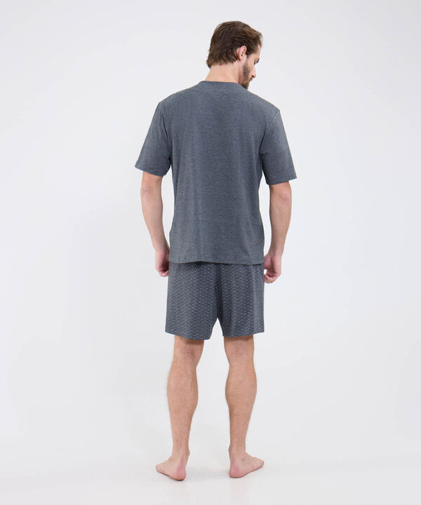 Conjunto Pijama Camisa Cuello V Y Pataloneta Estampada Para Hombre