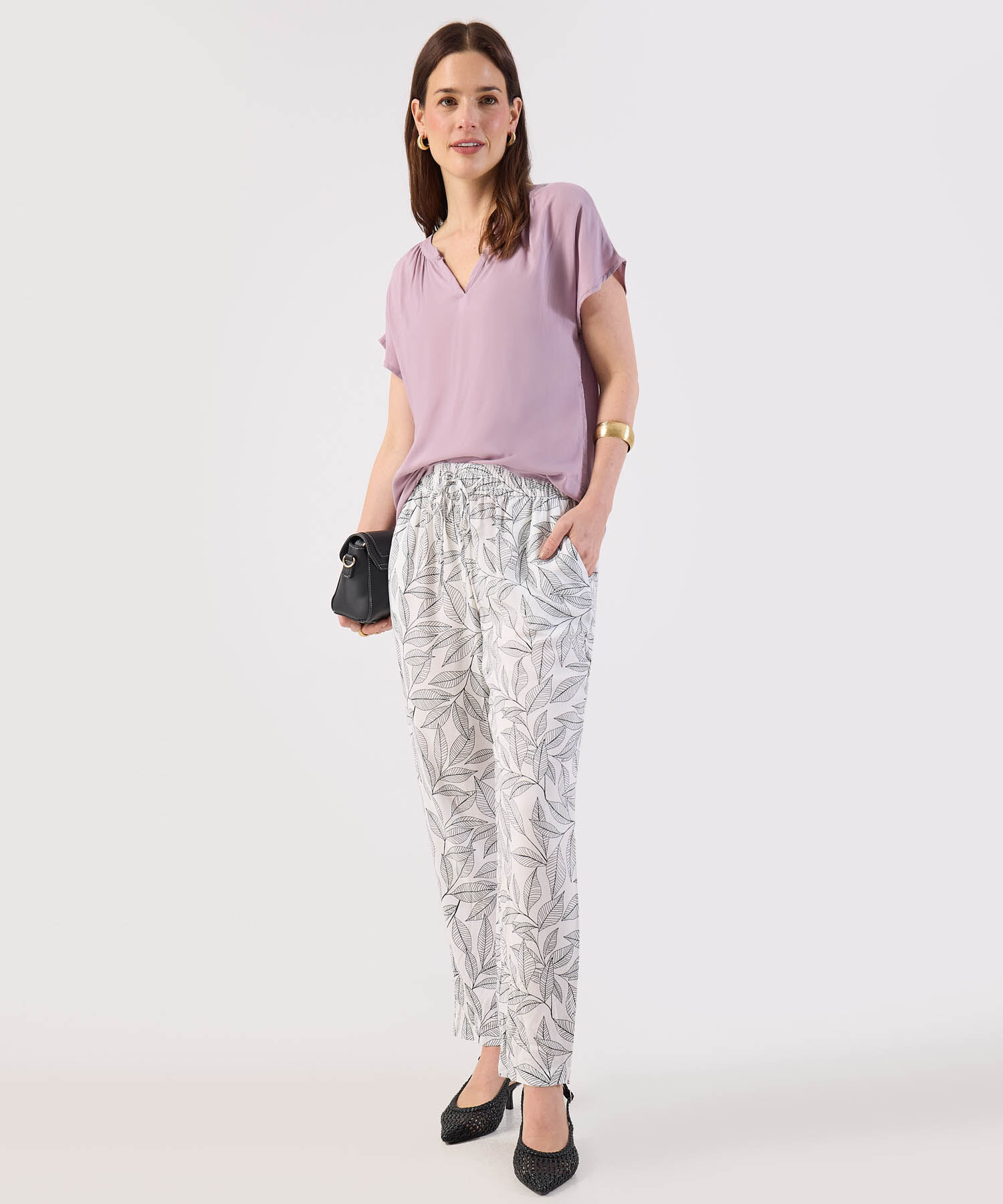 Blusa Manga Corta con Escote en V