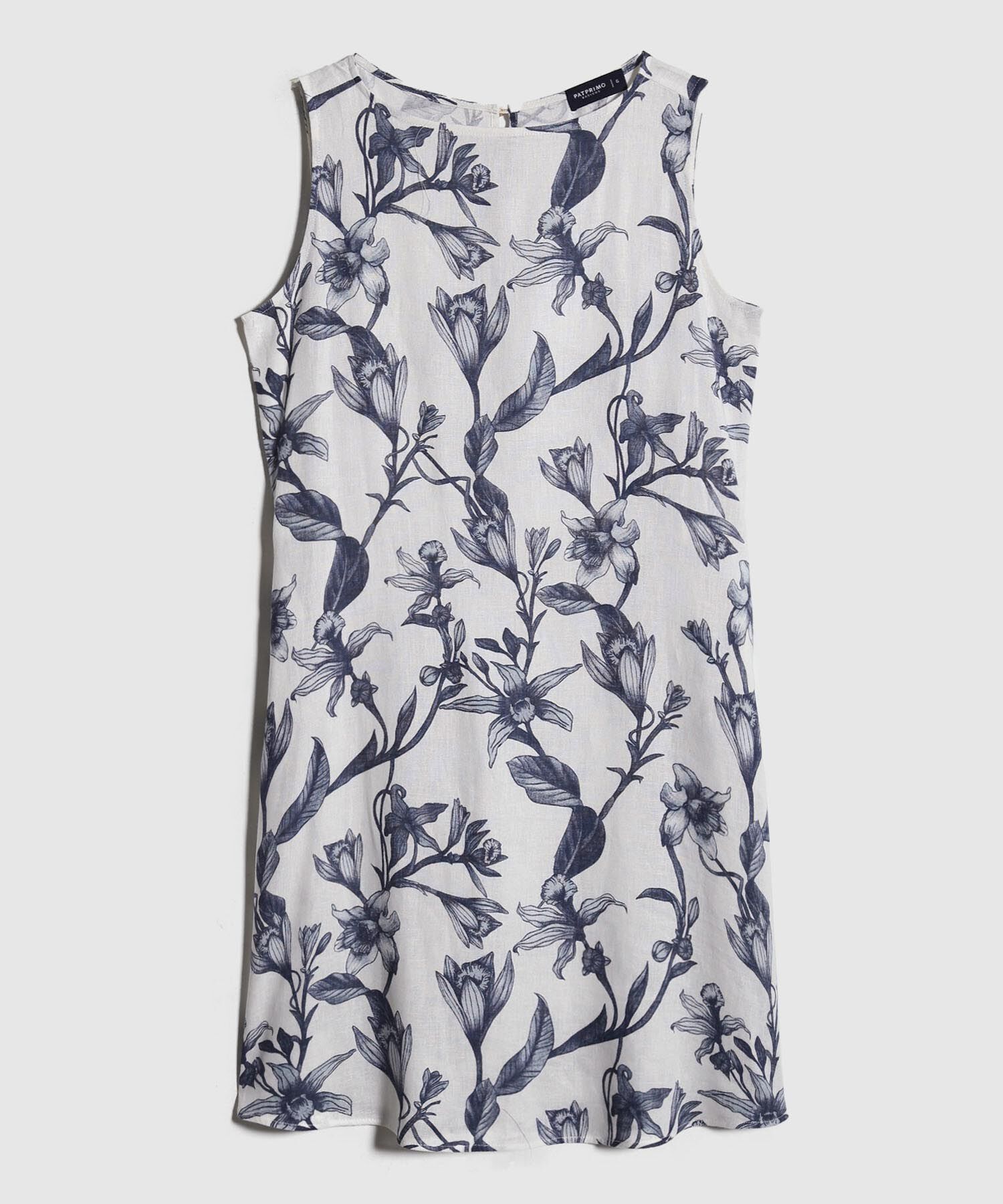 Vestido Estampado Manga Sisa Con Bolsillos Laterales