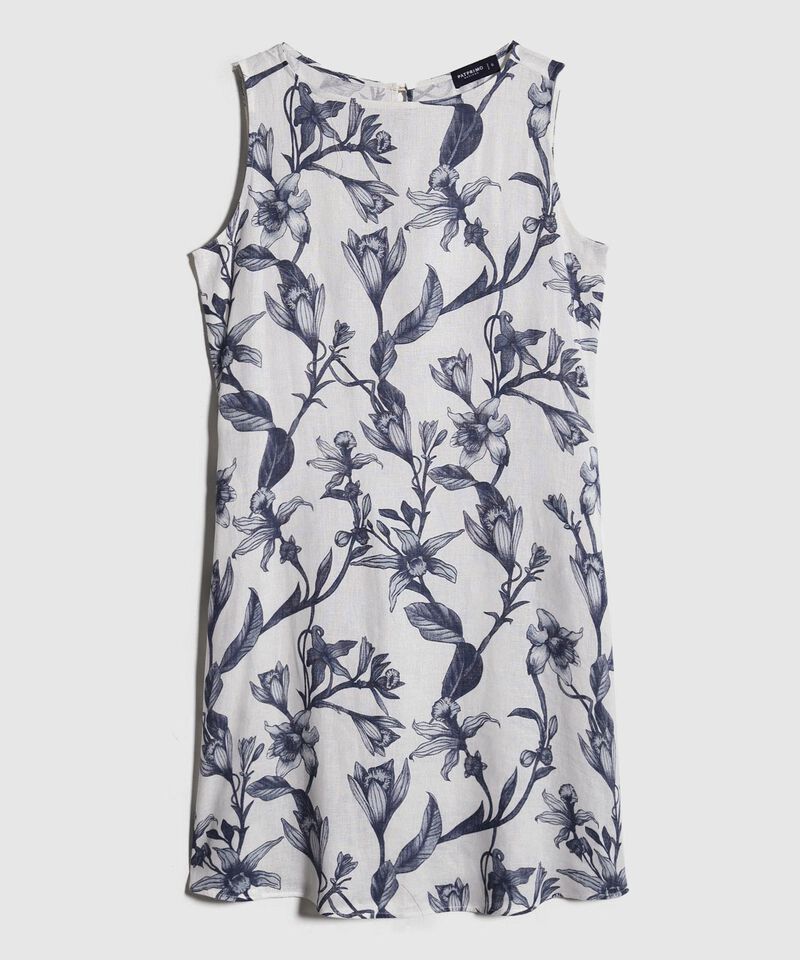 Vestido Estampado Manga Sisa Con Bolsillos Laterales