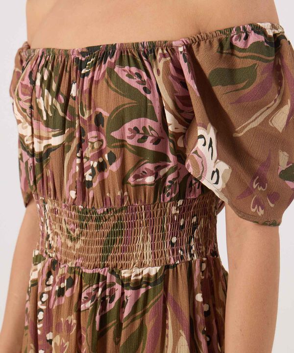 Vestido estampado manga corta  image number null