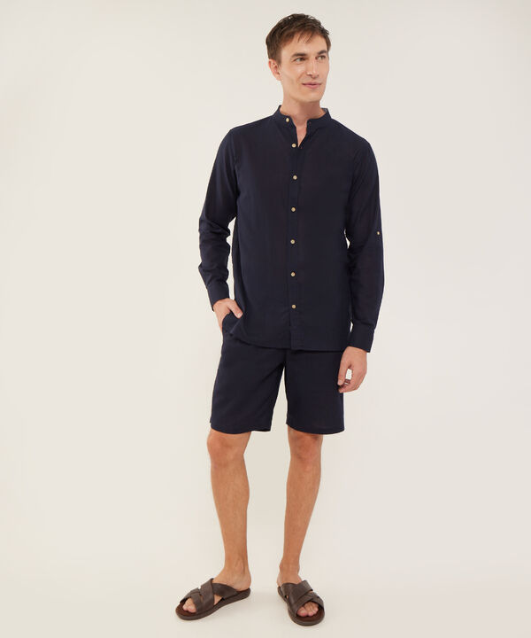 Camisa Manga Larga con Cuello Mao