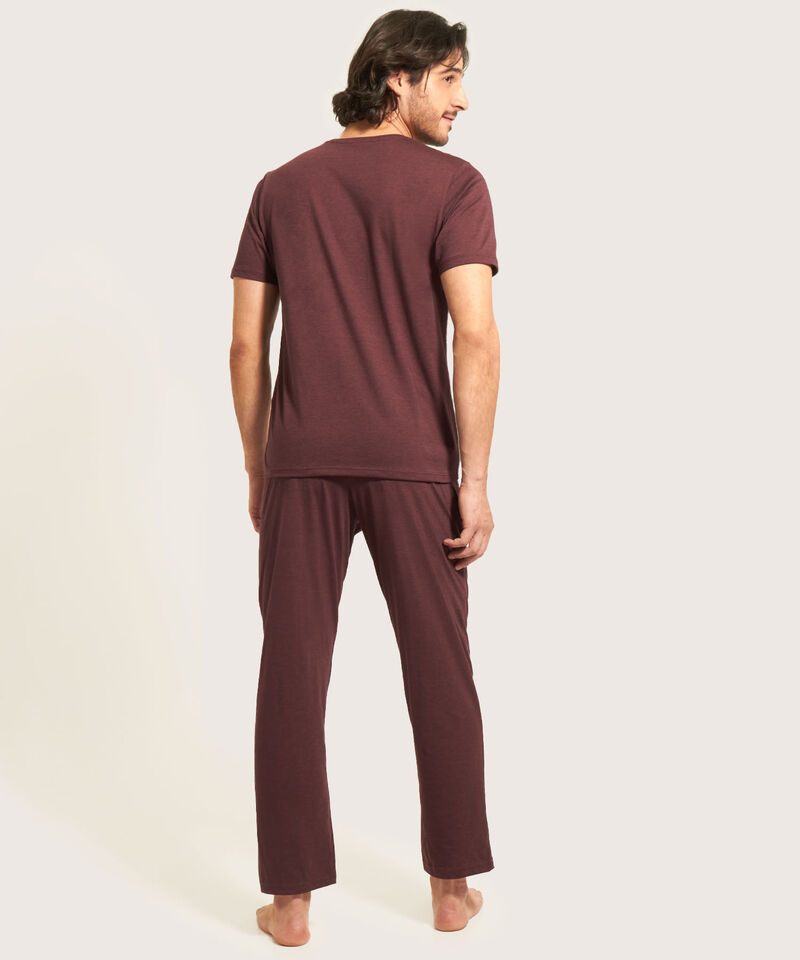 Pijama Conjunto Camiseta De Bloques Con Bolsillo Y Pantalón Unicolor
