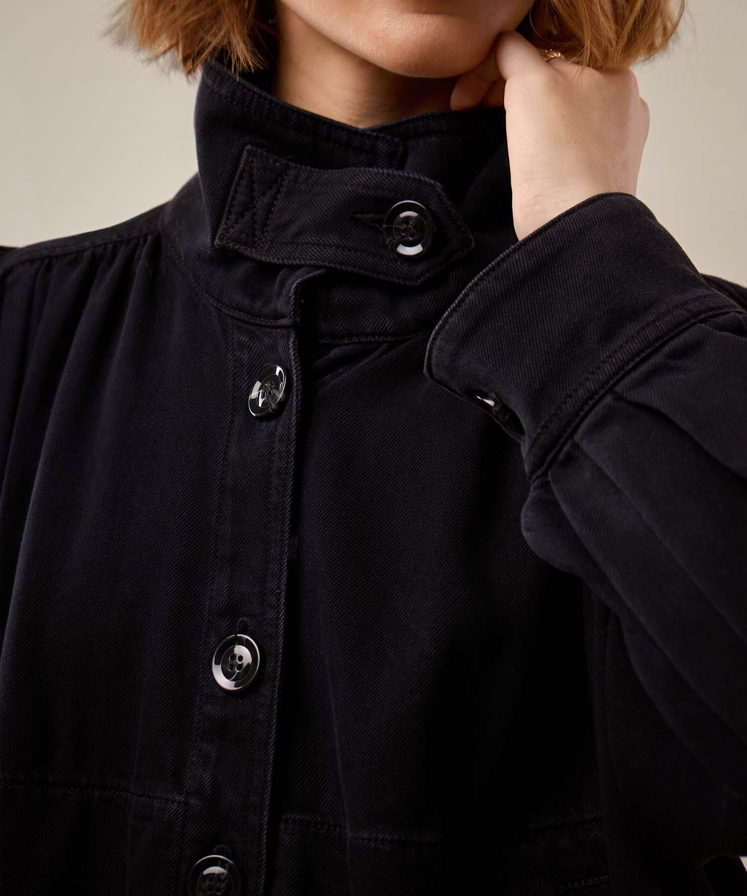 Chaqueta Denim Unicolor Para Mujer