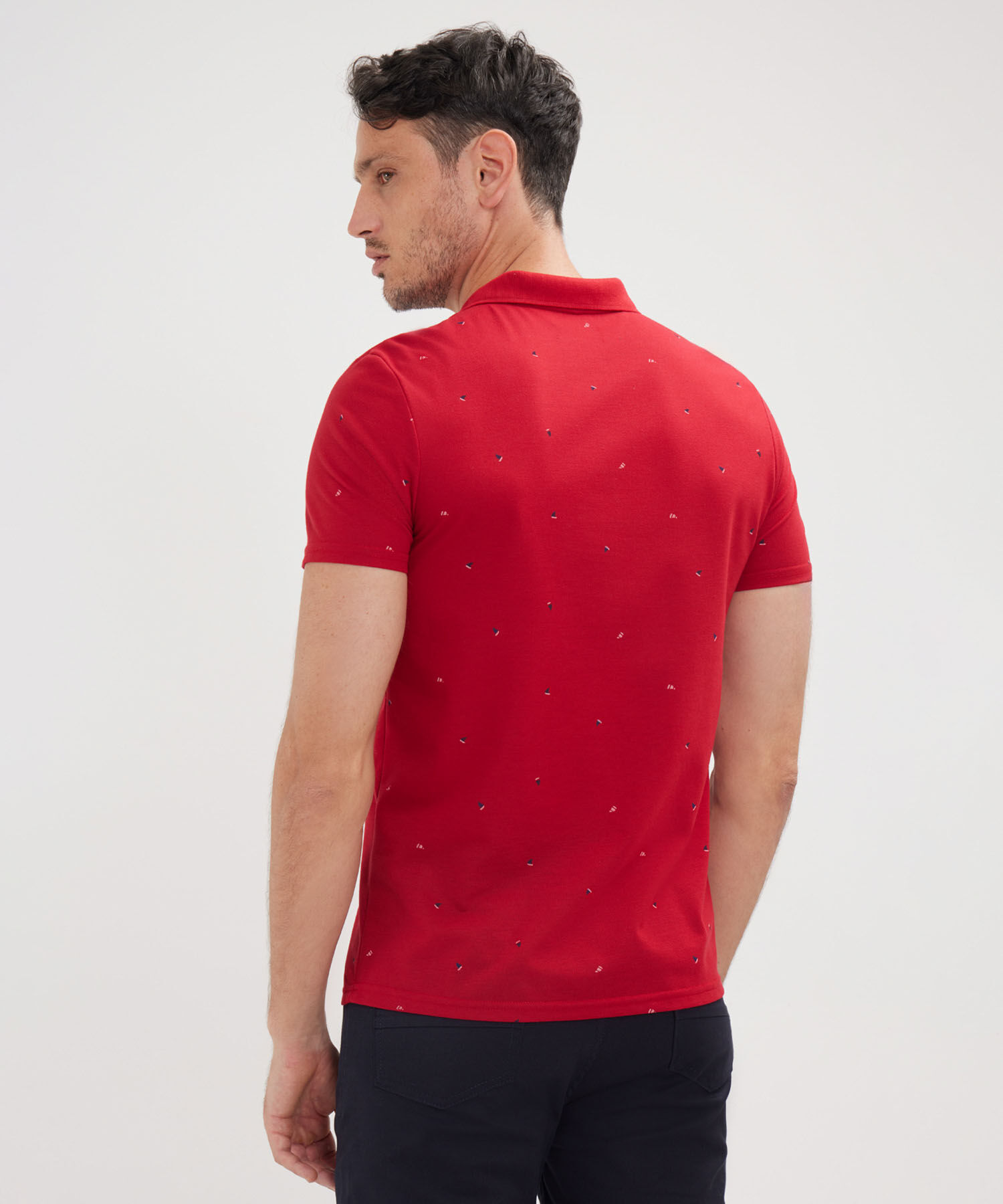 Polo Estampada Cuello Tejido Con Bolsillo