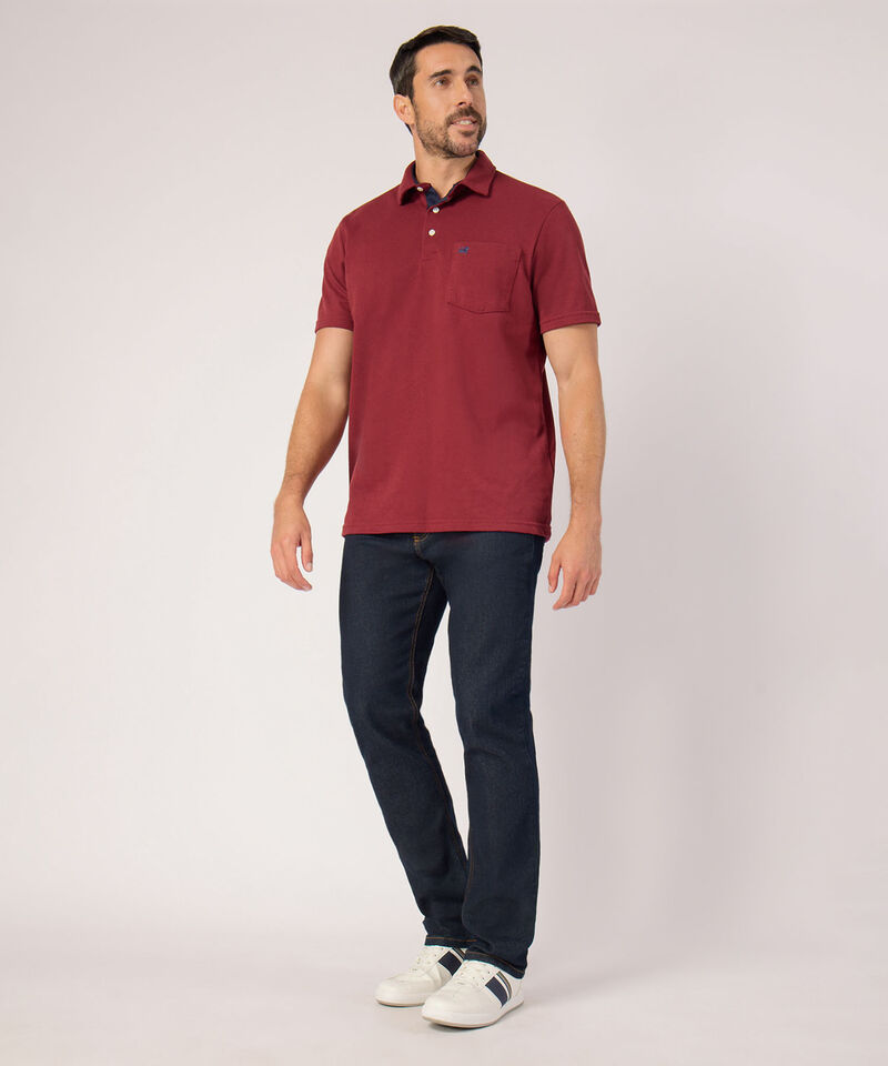 Polo Unicolor, Cuello Duro Con Bolsillo Y Silueta Regular Fit Naranja