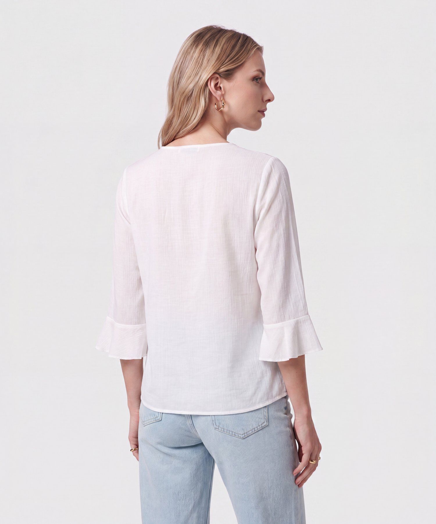 Blusa Cuello Volante Para Mujer
