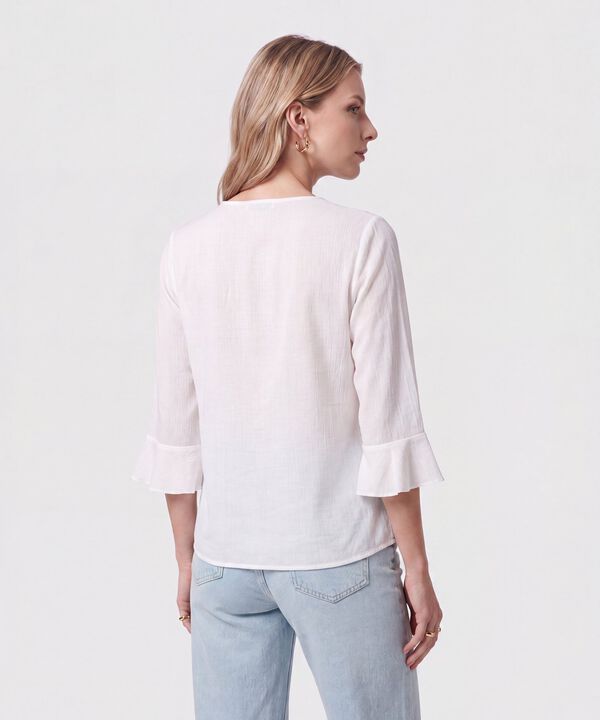 Blusa Cuello Volante Para Mujer