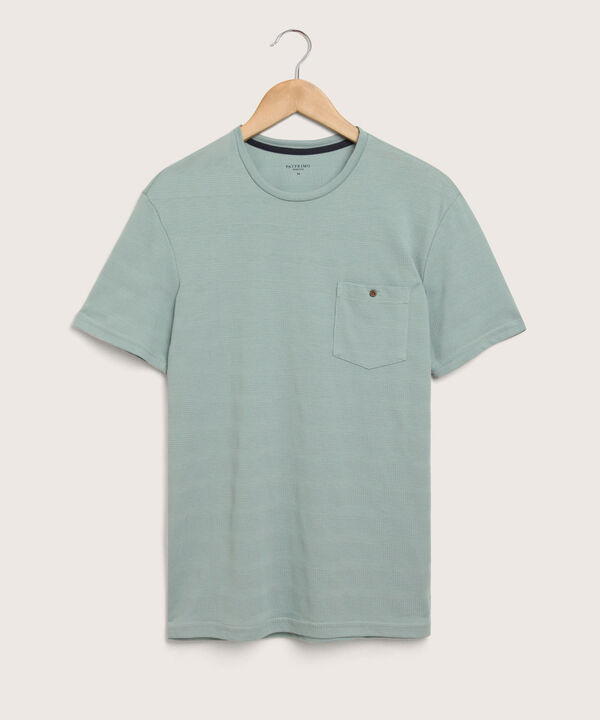Camiseta Unicolor, Cuello Redondo Con  Bolsillo De Parche