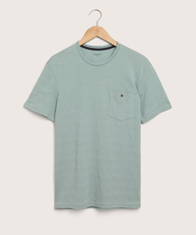 Camiseta Unicolor, Cuello Redondo Con  Bolsillo De Parche