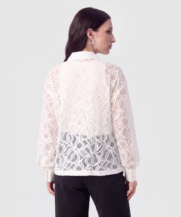 Camisa en Encaje con Transparencia Para Mujer