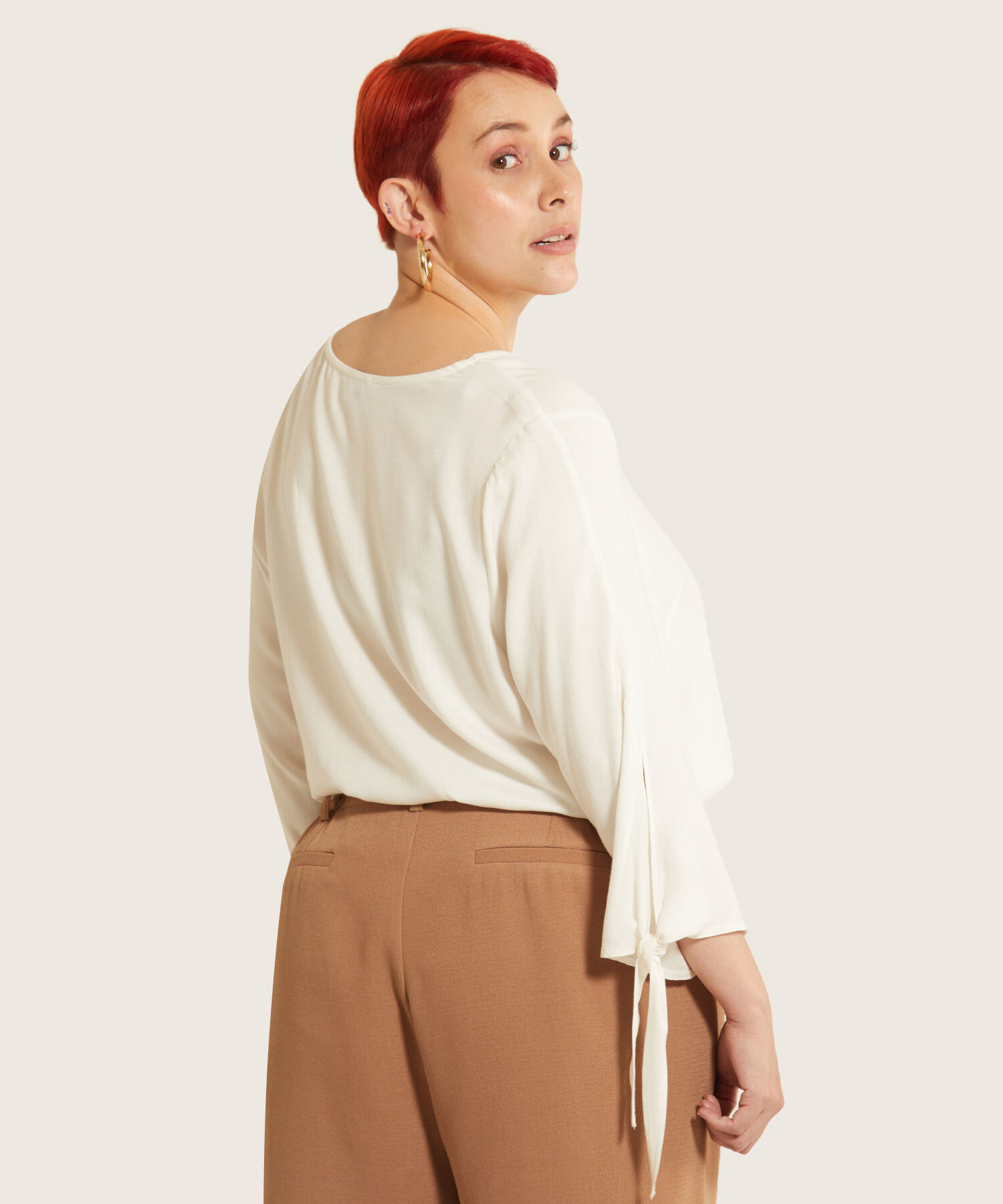 Blusa Manga 3/4 Con Anudado En Puño