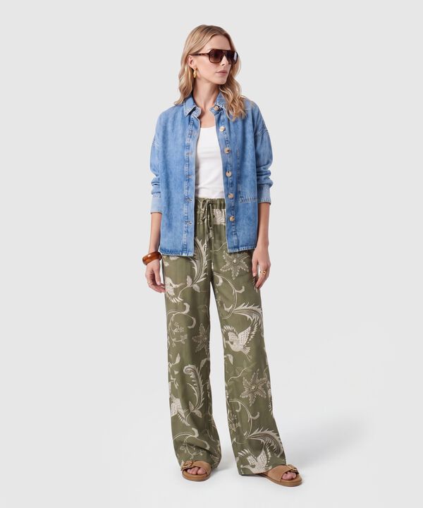 Pantal&oacute;n Estampado Bota Ancha Para Mujer