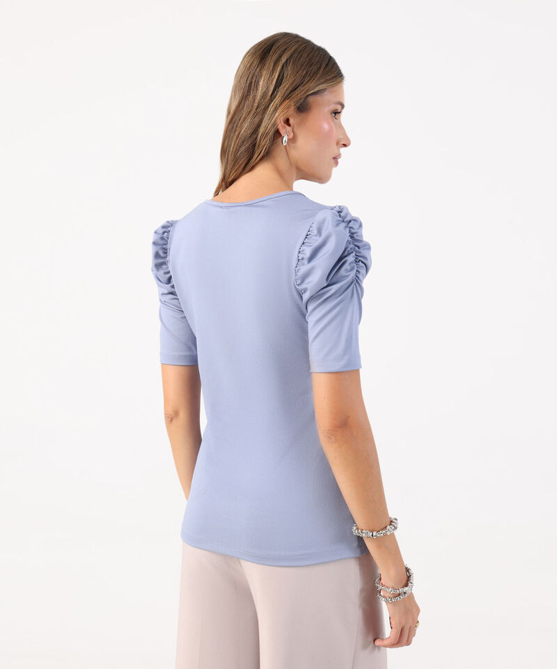 Camiseta Manga Corta Unicolor Con Ruche