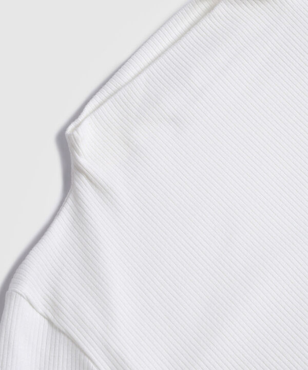 Camiseta Para Mujer Cuello Alto Tejido Acanalado image number null