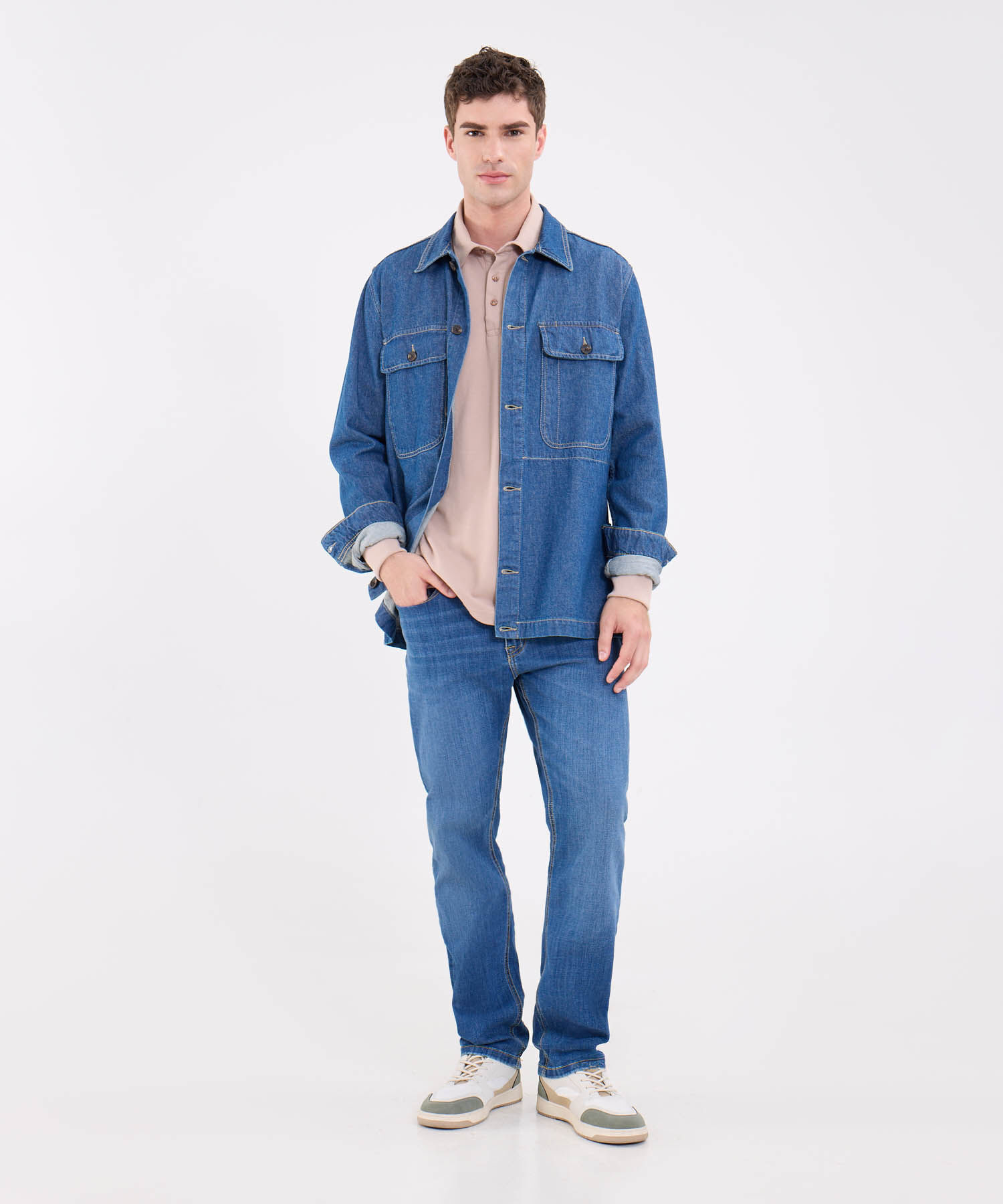 Polo Manga Larga Con Bolsillo