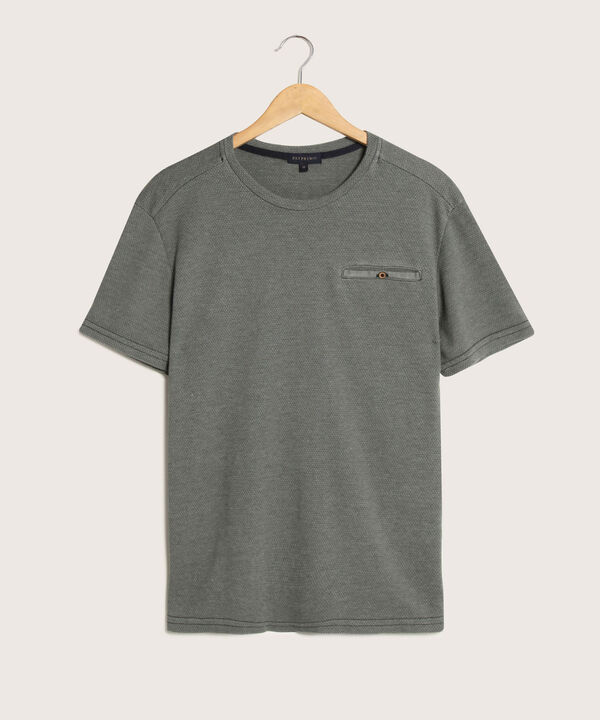 Camiseta Cuello Redondo  Bolsillo Ribete
