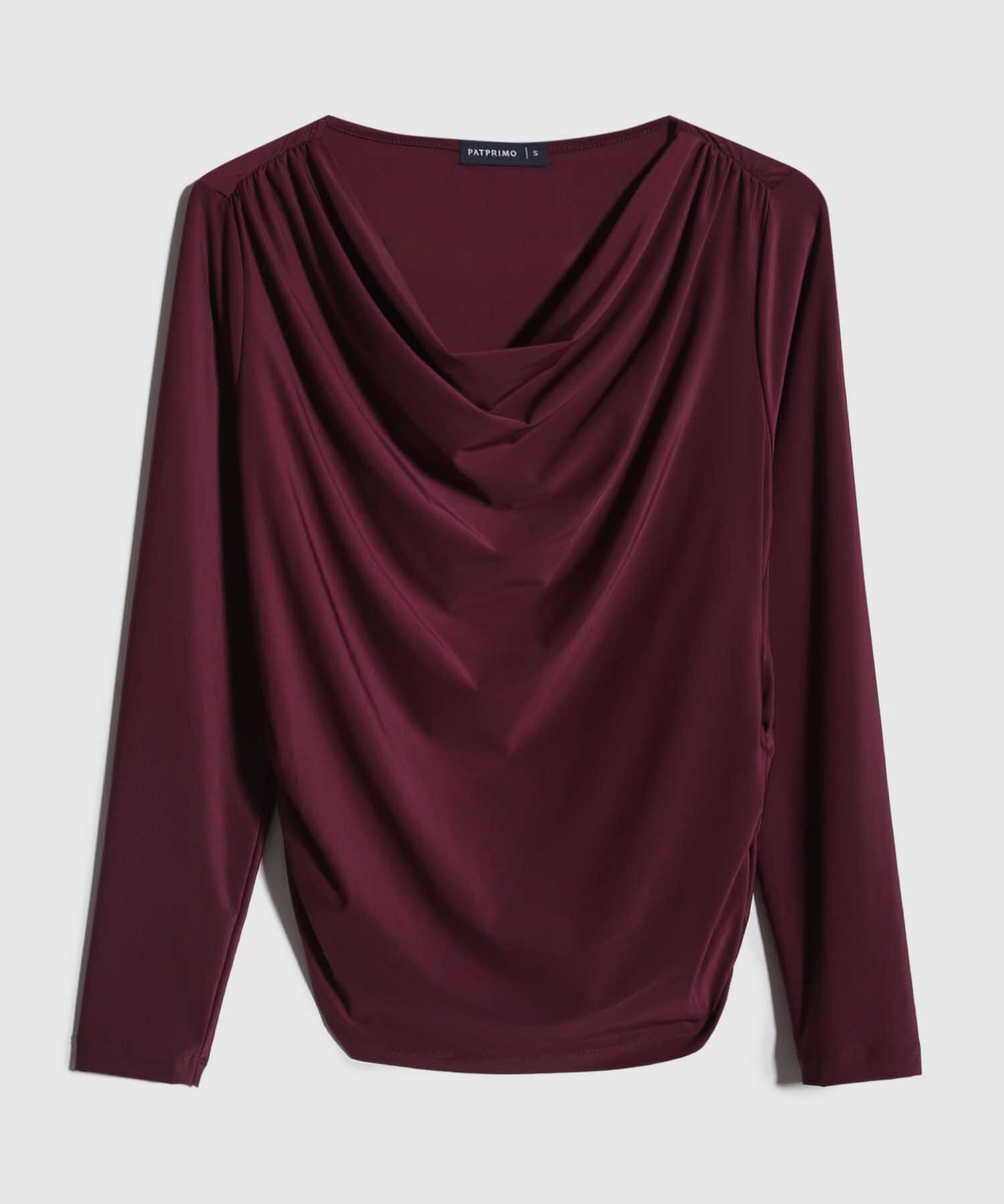 Camiseta Unicolor Cuello Drapeado