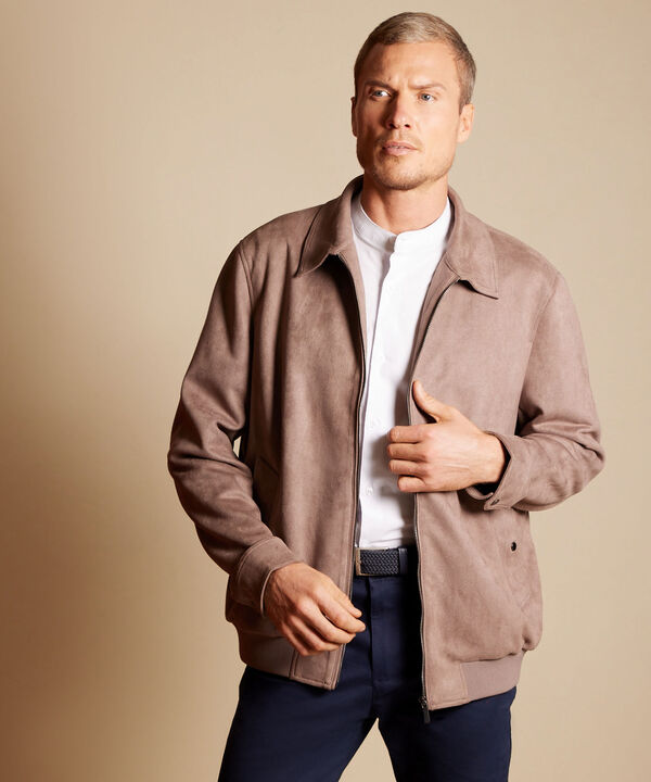 Chaqueta Cuello Camisero En Suede