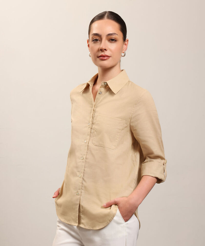 Camisa Dama Azul Claro Manga 3/4 Vers&aacute;til