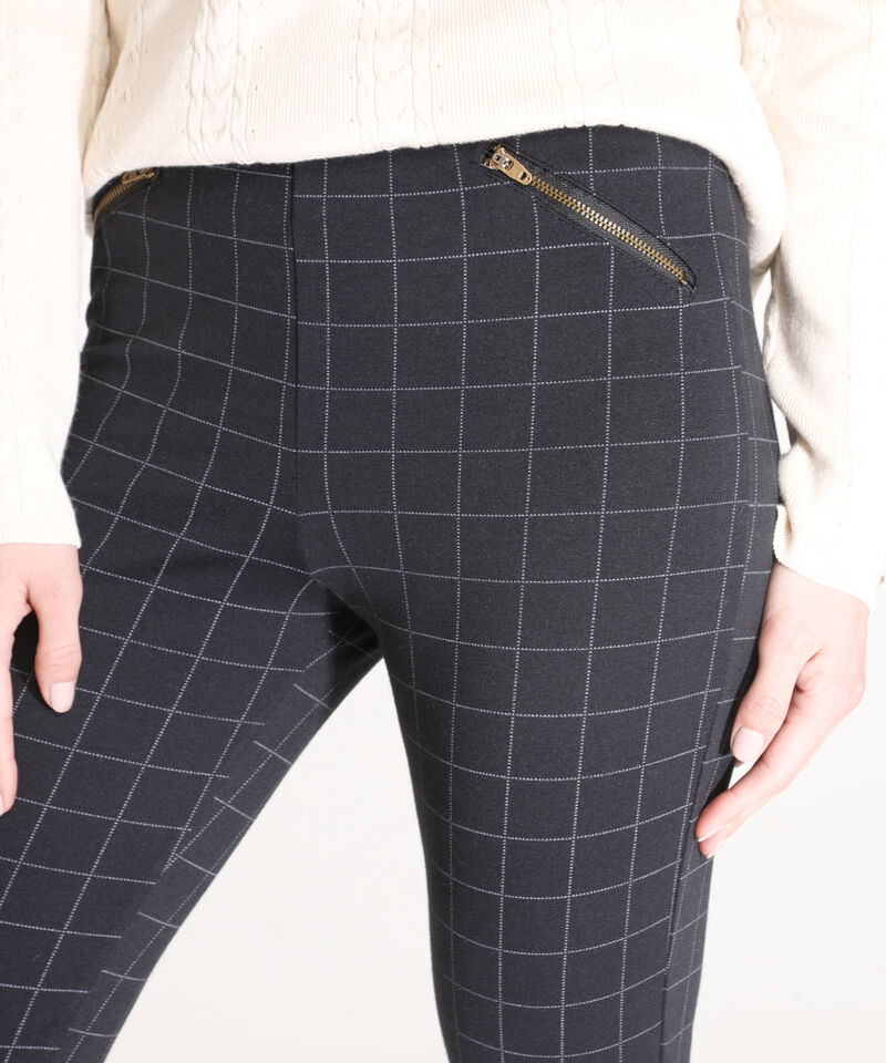 Leggings Estampado Largo Con Cremalleras En Costados Y Elástico Interno