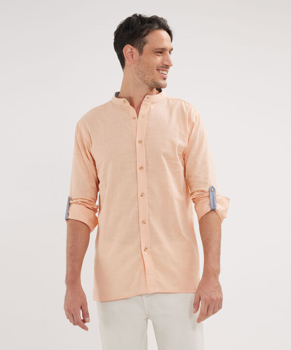 Camisa Manga Larga Cuello Mao Unicolor image number null