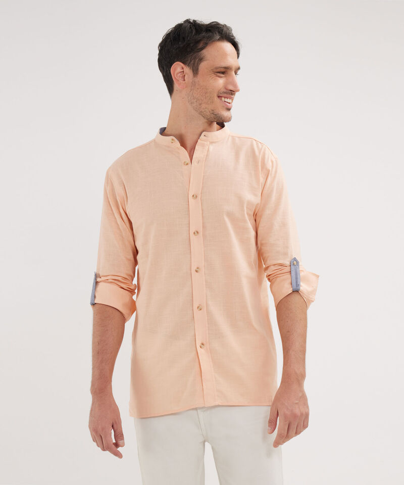 Camisa Manga Larga Cuello Mao Unicolor