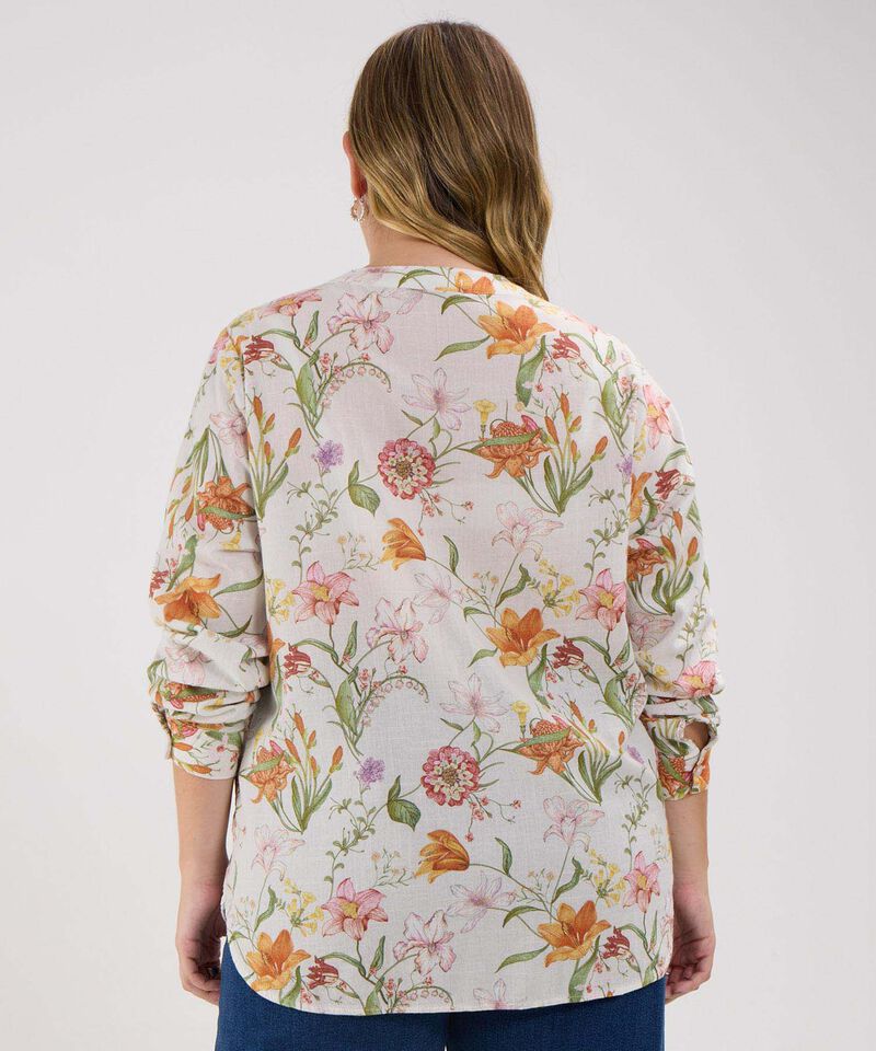 Blusa Estampada, Manga Larga Con Charretera
