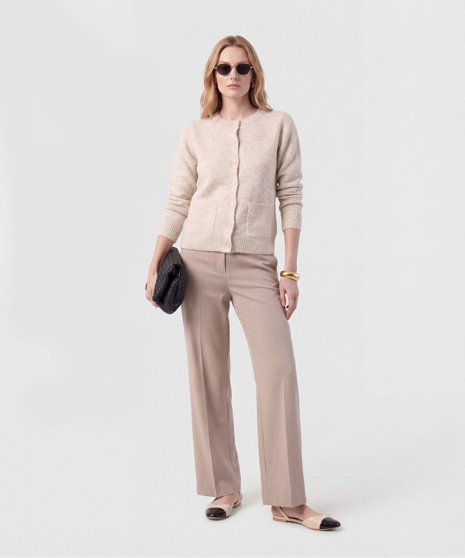 Saco De Punto Con Bolsillos Frontales Mujer