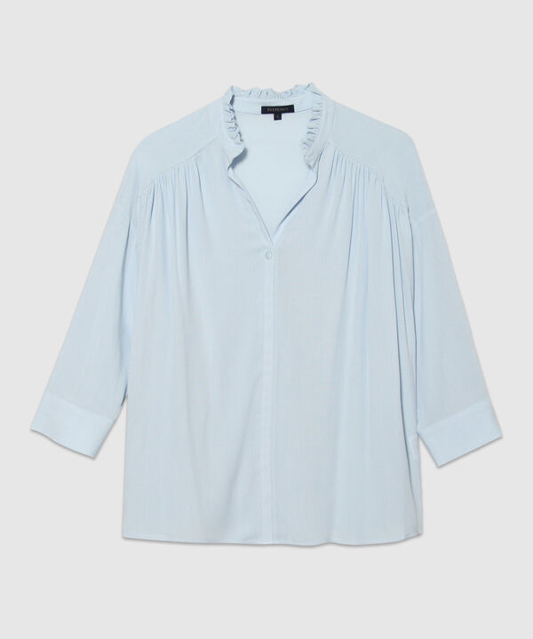 Blusa Cuello Neru Con Ruche Unicolor