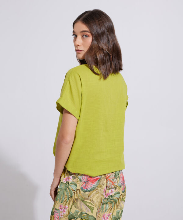 Blusa Manga Corta Corrida Unicolor