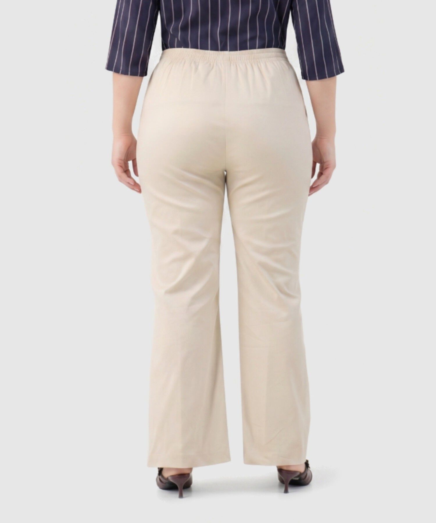Pantal&oacute;n Recto Unicolor Para Mujer Curvy